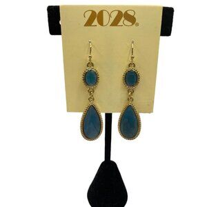 2028 Silver Tone &Blue 2 1/4” Dangle/Drop Earrings